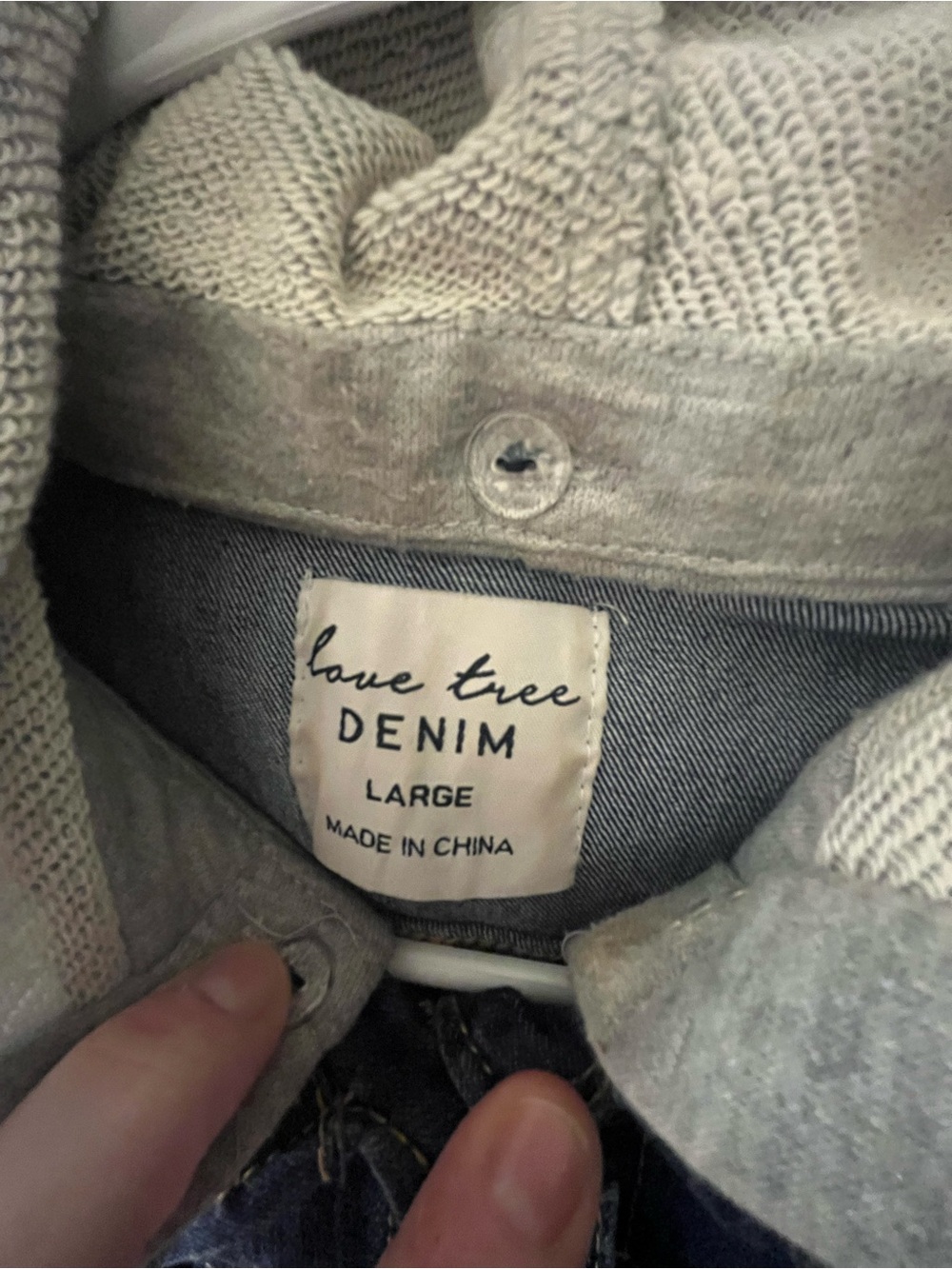 Love Tree Denim Jacket with Gray Hoodie - Picture 4 of 4